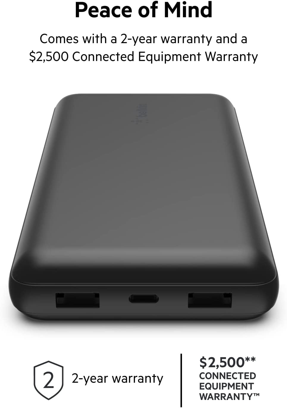 Belkin USB C Portable Charger 20000 mAh, 20K Power Bank with USB Type C Input Output Port and 2 USB A Ports with Included USB C to A Cable for iPhone, Galaxy, and More – Black