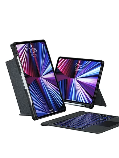 WIWU Bluetooth Mag Touch iPad Keyboard Case English+English & Arabic