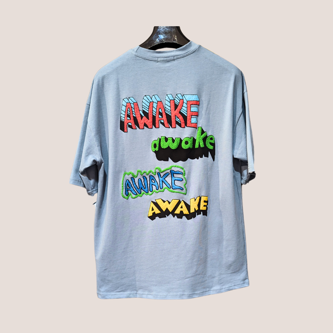 Pure Cotton Men's T-Shirt Smooth Finish Typography Printed T-Shirt With Round Neck And Short Sleeves(Light blue)