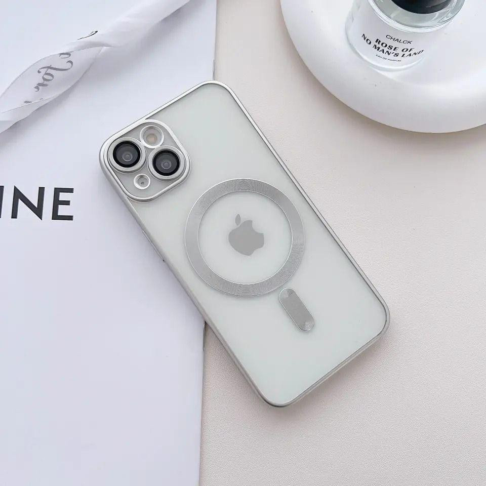 Magnetic Case for iPhone 14  ,Compatible with Mag-Safe Wireless Charging, Anti-Scratch Shockproof Protective Bumper Cover with Camera Protector for iPhone 14 Case(6.7 Inch),silver