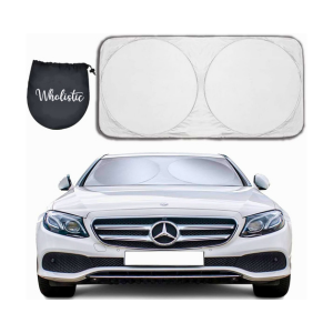Wholistic Foldable Car Sun Shade - Car Windshield Sun Shade Front Window Sun Visor for UV Rays and Sun Heat Protection, Keep Car Interior Cool Prevents Dashboard Fading (Size 150 x 70 cm)