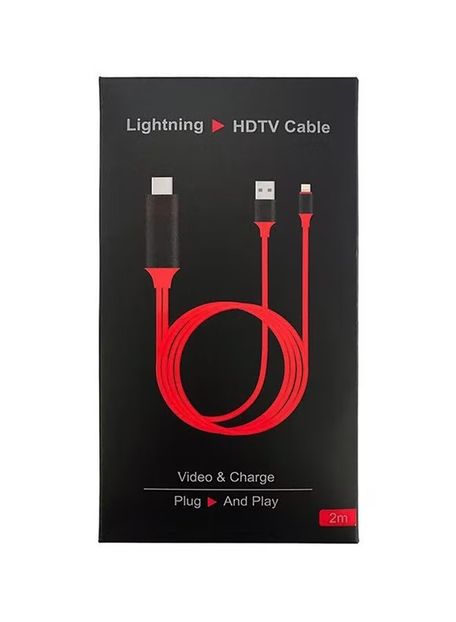 Lightning HDTV Cable For Apple iPhone Red