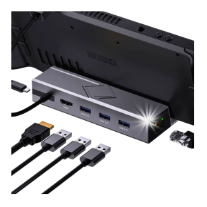 UPTOHIGH Steam Deck Dock, 6 in 1 Docking Station for Steam Deck with HDMI 2.0 4K@60Hz, Gigabit Ethernet, 3 USB 3.0 & Full Speed USB-C Charge Port Compatible with Valve Steam Deck, Gray | STD001