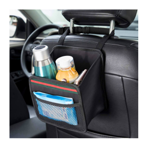 DKIIGAME Car Organizer Back Seat,Hanging Premium Car Seat Organizer,Waterproof Odorless Fabric Mini Trash Bag (Black 9X7.8 in).