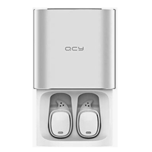 QCY Wireless Earbuds Bluetooth 5.0 Headphones in-Ear Stereo IPX Waterproof Sports Touch Control TWS Mini Wireless Headset with Mic Handsfree Music Headset 750mAh charging box - White