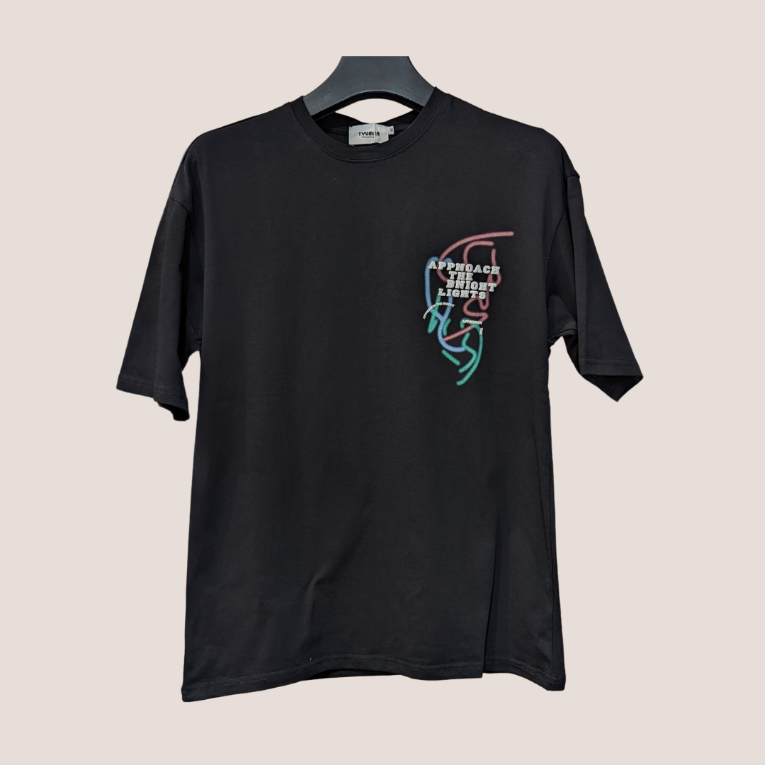 Pure Cotton Men's T-Shirt Smooth Finish Typography Printed T-Shirt With Round Neck And Short Sleeves(Black)