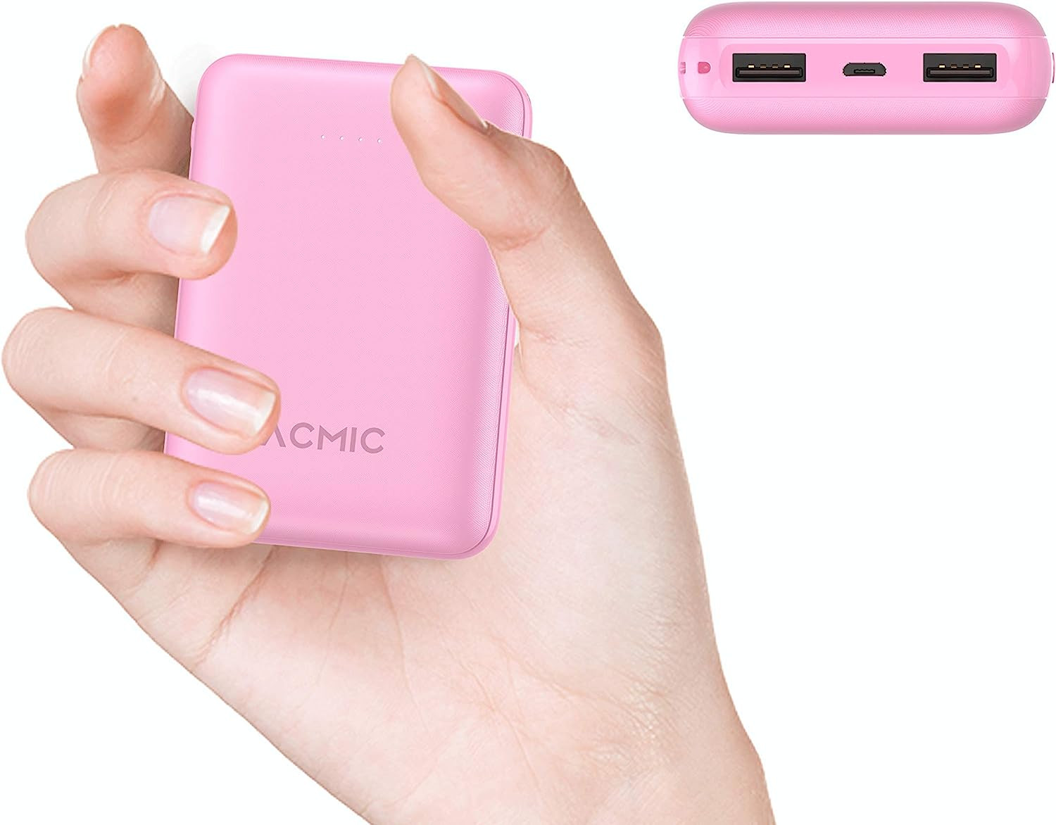 Portable power bank ACMIC power 10000mAh external battery power bank,Phone power bank with wire hole,Mobile charger power bank with hanging wire,Mini power bank for Iphone, Samsung and etc