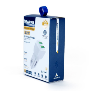 SPARKY- 20W, 2 USB Fast Car Charger(white colour)